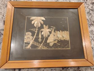 Vintage 1960's Mid-Century Malay Straw Art - Fook Wah Co. Rose Brand