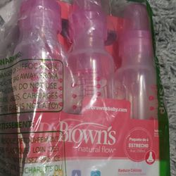 6pck Dr Brown Pink Bottles