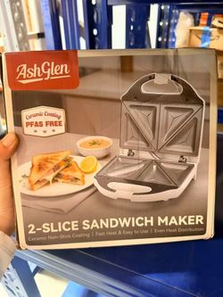 2-Slice Sandwich Maker with Ceramic Nonstick Coating – Brand New, Open Box