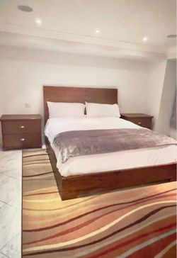 California King Wood Bed Frame + 2 Nightstands