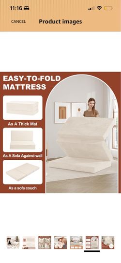 Trifold Queen Mattress, new, beige