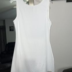 Women White Open Back White Dress New Large (8-10)