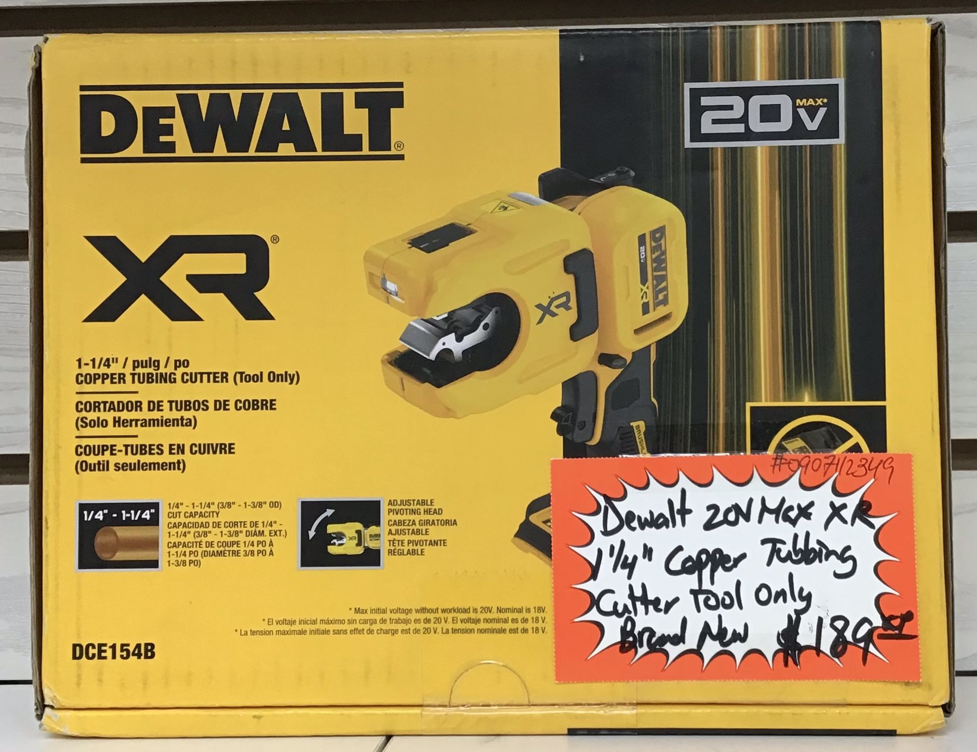 Dewalt 20V Max XR 1 1/4” Copper Tubbing Cutter Tool Only Brand New 