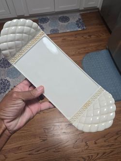Ceramic Seashell Serving Tray with Pearl Detail