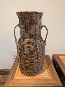 Vintage Wicker Floor Vase