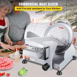 89#240W Commercial Meat Slicer, Electric Deli Food Slicer, 10" Carbon Steel Blade Electric Food Slicer, 350-400RPM Meat Slicer, 0 - 0.47 inch Thicknes
