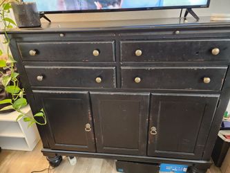 Black Distressed Wooden Cabinet