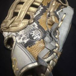  Custom blue and gold  snakeskin leather glove 