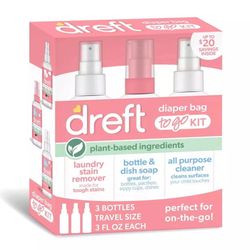Dreft Diaper Bag To Go Kit Baby Essentials Gift Set with Laundry Stain Remover