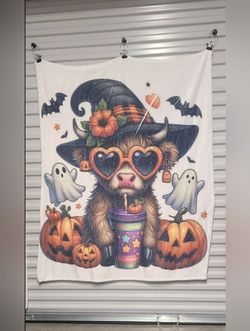 50x60 Halloween highland cow Throw