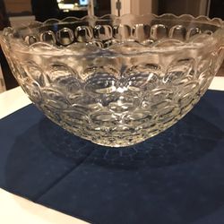 Vintage Federal Glass Iridescent Colonial Punch Bowl with Ladle 