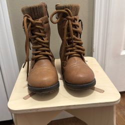 Girl's Mid Calf Combat Ankle Lace up Boots