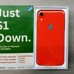 APPLE IPHONE XR 64GB UNLOCKED. FREE SMARTWACH/ HEADPHONES. PAY $1 TODAY  REST IN  PAYMENTS.  NO  CREDIT NEEDED  FINANCING 