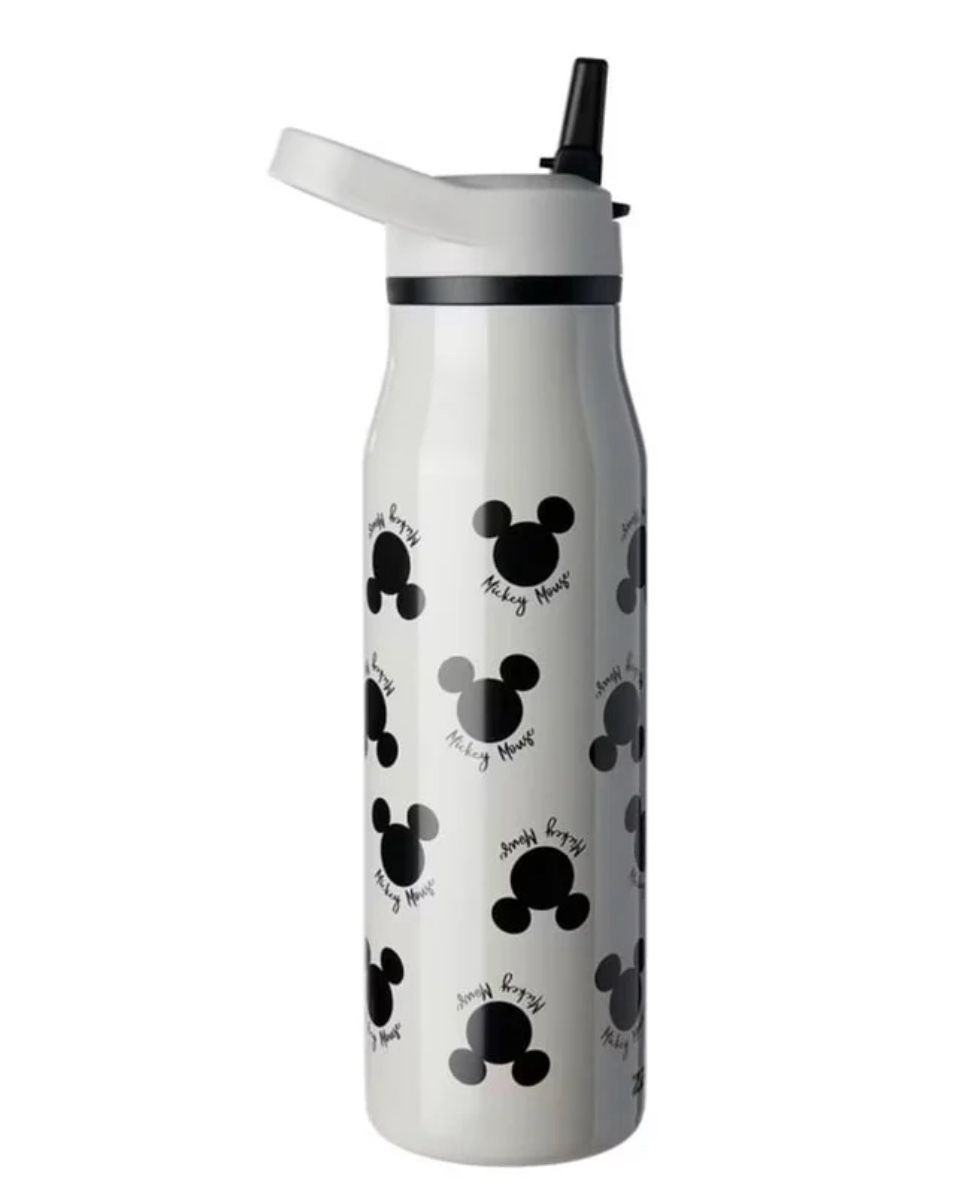 New ZAK! Mickey Mouse Stainless Steel Water Bottle, Light Grey