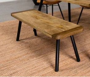 Coaster Maverick 53 in Rectangular Dining Bench Natural Mango and Black