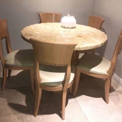 HIGH quality Traditional Breakfast Dinning REAL Marble table with 5 chairs