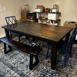 Solid Wood Dining table, Benches And Chairs 
