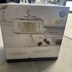 Threshold Cake Stand with Glass Dome Brand New 