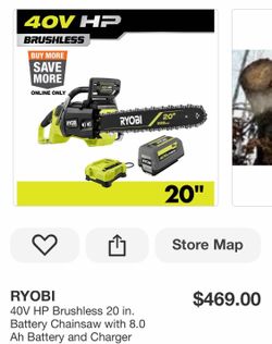 40V HP Brushless 20 in. Battery Chainsaw with 8.0 Ah Battery and Charger