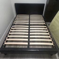Queen Bed Frame - Black Faux Leather 