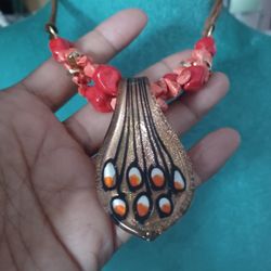 Murano Pendant Beaded Necklace Set 