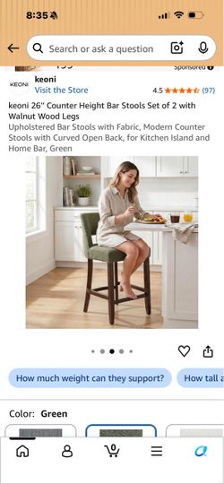 Set of 2 Upholstered Bar Stool with Wood Frame