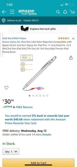 Active stylus for I pad pen with palm rejection