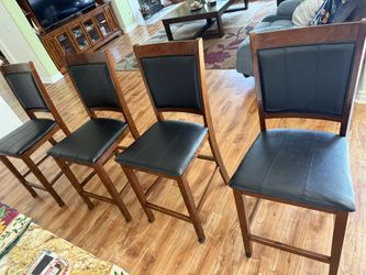 4 Set Of Bar Stool Chairs 34” Cherry Brown