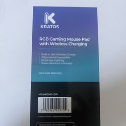 Kratos Power Gaming RGB Gaming Mouse Pad with 15W Wireless Charging