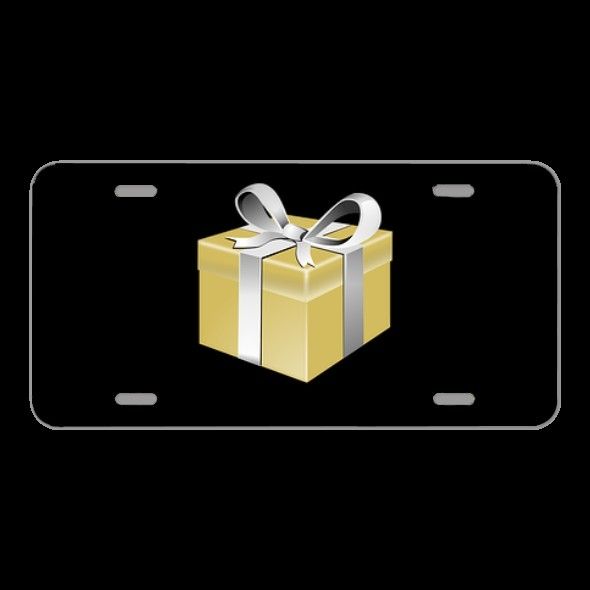 License Plate Novelty Car Front Present Gift Gold Bow Christmas