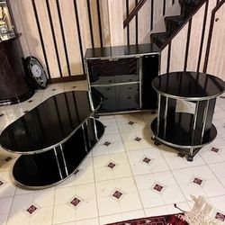 Black And Gold Table Cabinet And Stand