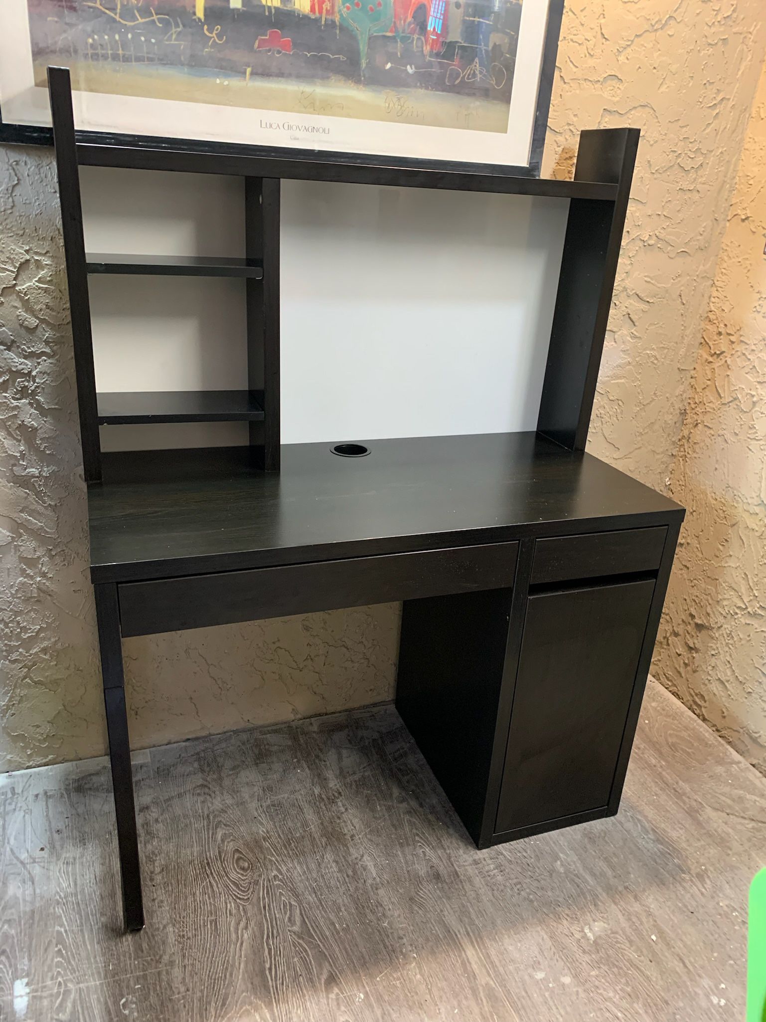IKEA MICKE BLACK BROWN DESK WITH HUTCH - Delivery For A Fee - See My Other Items 😃