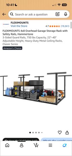 Fleximount overhead storage rack with side guard