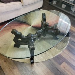 Black Cherry Red Coffee Table With Thick Glass Top