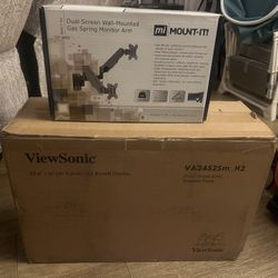  Two 24" View Sonic Monitors - With Mounting Brackets - New- Still In Box.  $100 For All. 