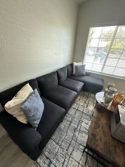 Modern Dark Charcoal/Navy L-Shaped Sectional Sofa - $290 OBO