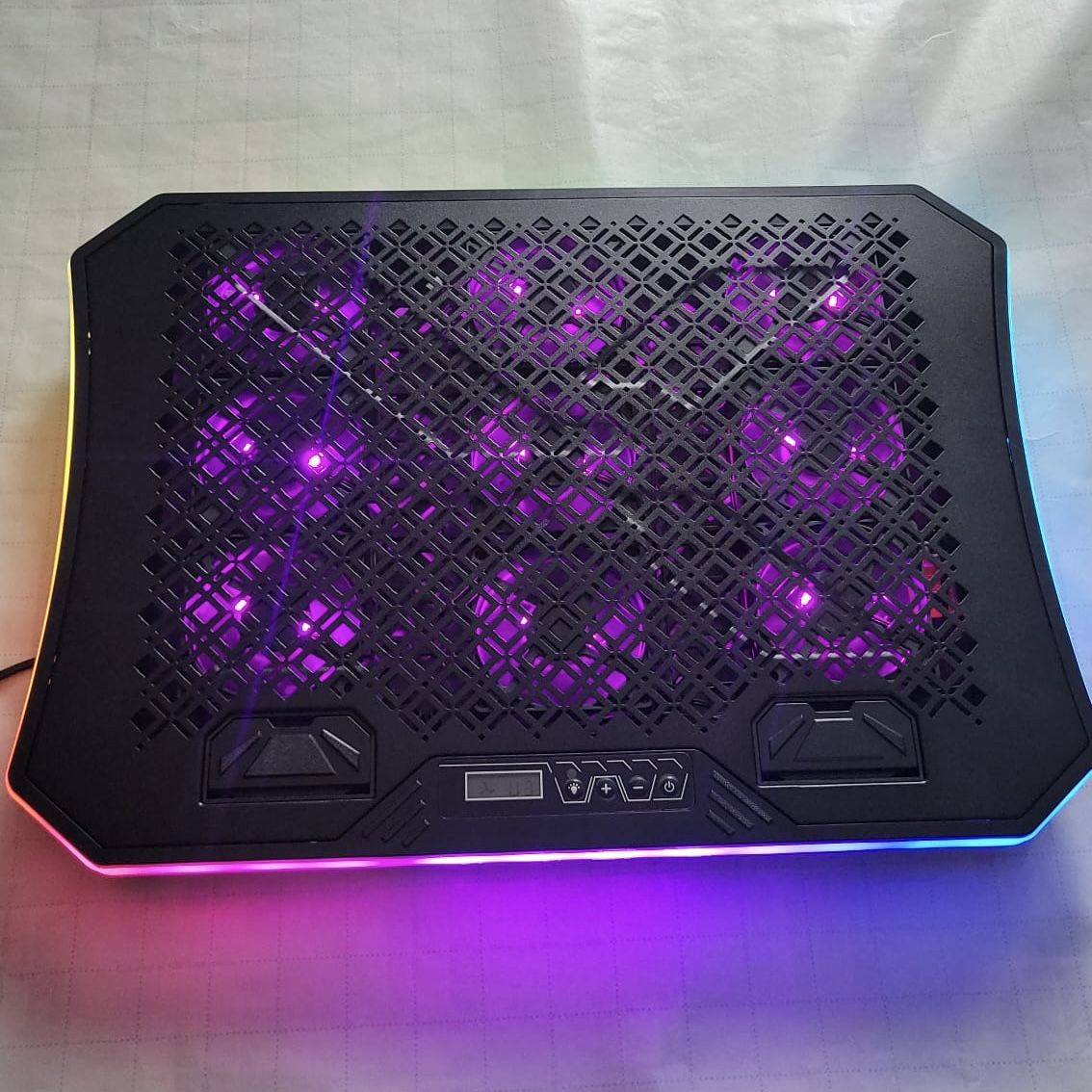 KeiBn Laptop Cooling Pad - 9 Quiet RGB Fans, Adjustable Stand, Purple
