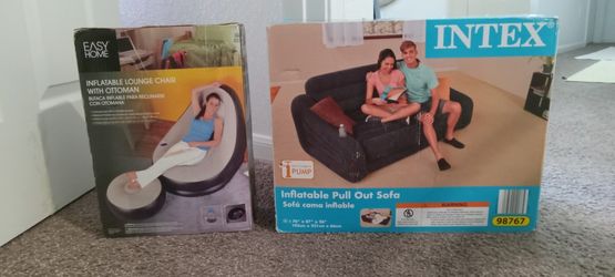 Inflatable Lounge Chair with Ottoman, And Inflatable Pull Out Sofa