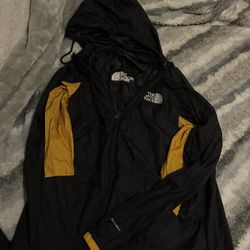 Black And Yellow Zip Up North Face Windbreaker Pre Owned Slightly Used