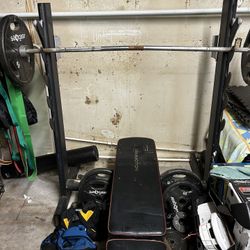 Adjustable Olympic Weight Bench and Barbell Rack