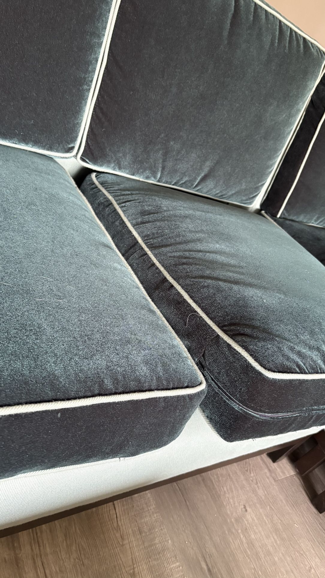 Willow Misty Blue Velvet Couch