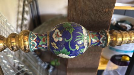 Amazing brass and cloisonné headboard