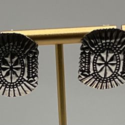 Sterling Silver Concho Earrings 