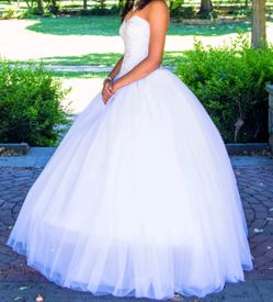 White wedding dress, quinceañera dress, ball gown
