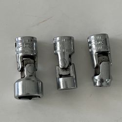 Snap-On 3 pcs 1/4” Drive 6-Point Metric Universal / Swivel Socket Set,  Size: 6 / 8 /12 mm