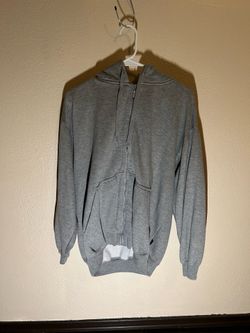 Mens pro club grey hoodie zip up sweater long sleeve
