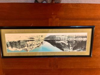 Framed Panoramic Mountain Lake Print