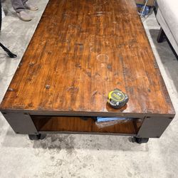 Rustic Antique Coffee Table Western Wheels 