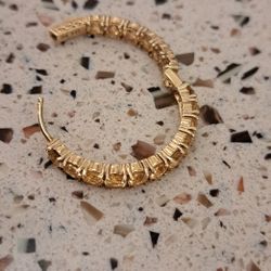 Sterling Silver In Gold..and Stones Loops Earings 