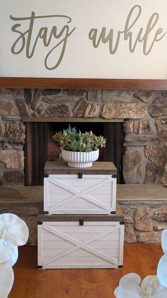 White Farmhouse Distressed Trunks Hobby Lobby - Main Image